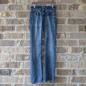 Cowgirl Up Low Rise Slim Bootcut Blue Jeans Western Size 26/34